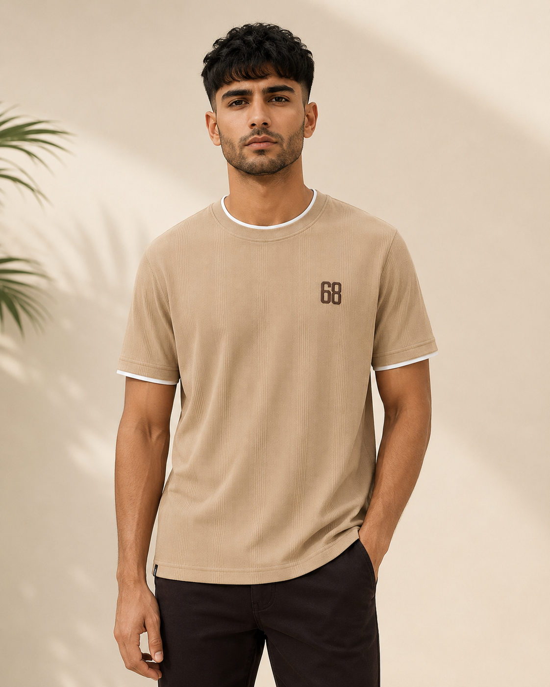 Glen Check '68 Tee — Camel