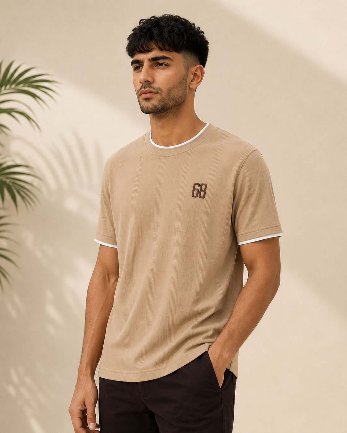 Glen Check '68 Tee — Camel