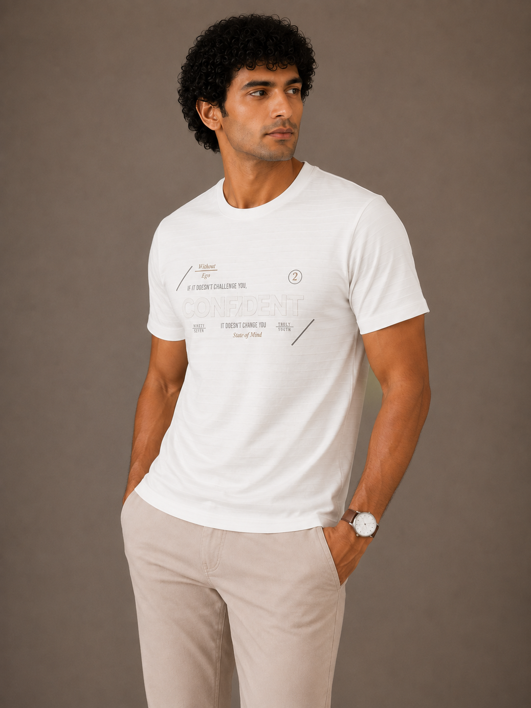Confident Rib Knit Tee — White