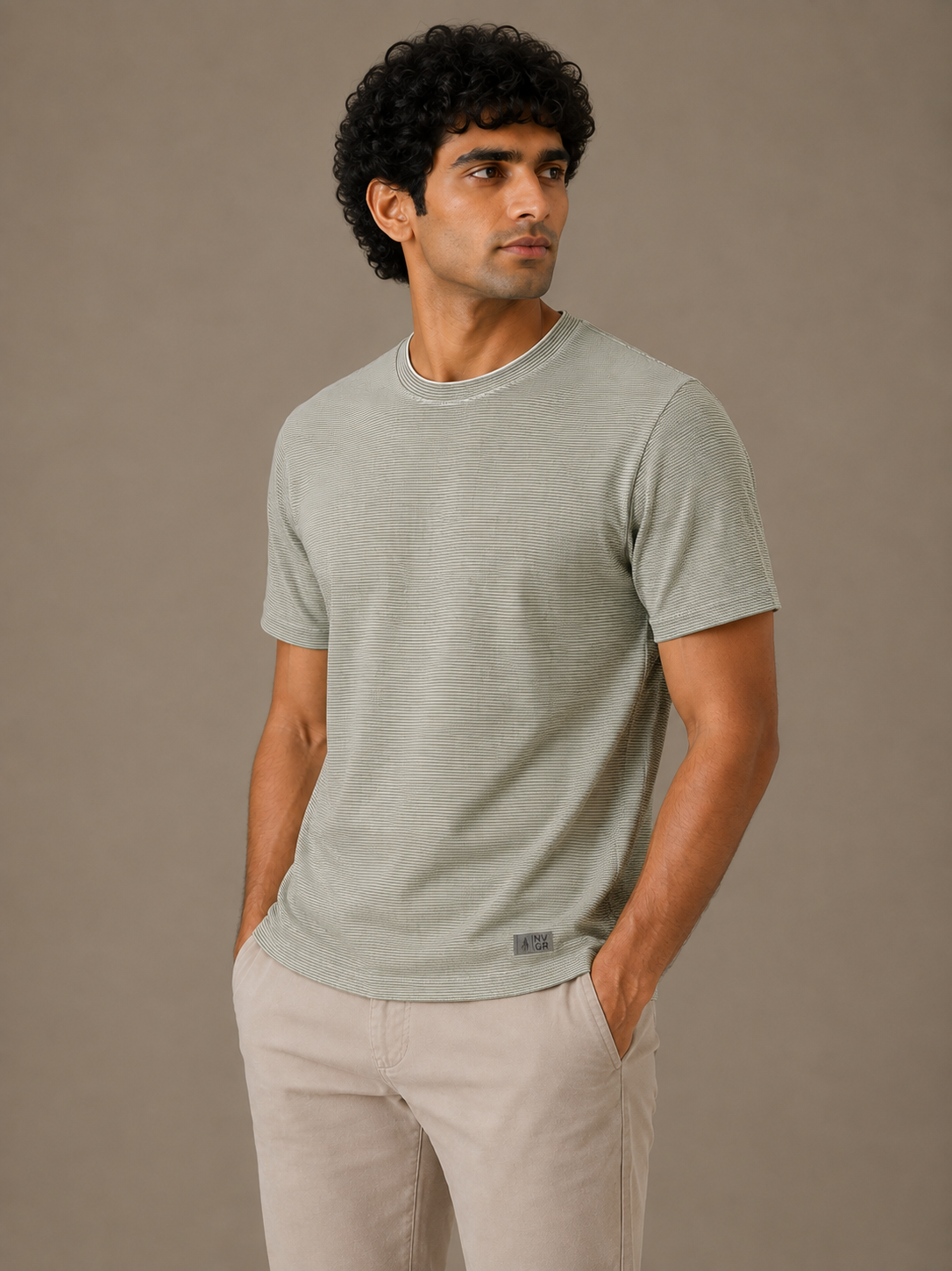 Sage Micro Stripe Tee