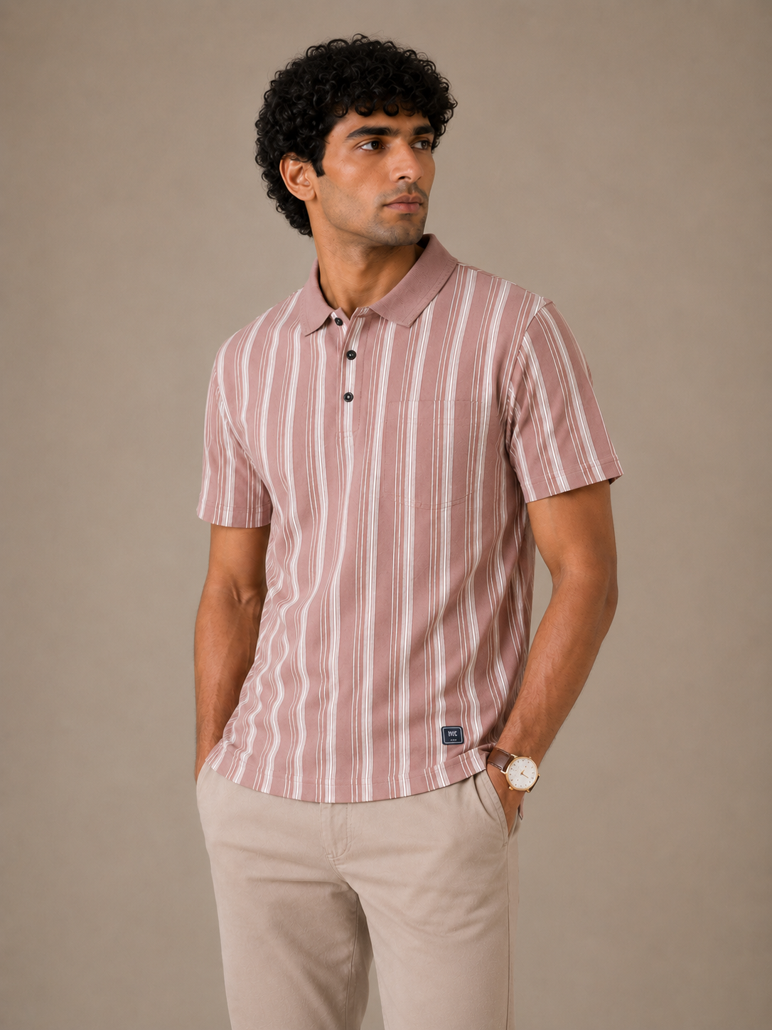Dusty Rose Stripe Polo