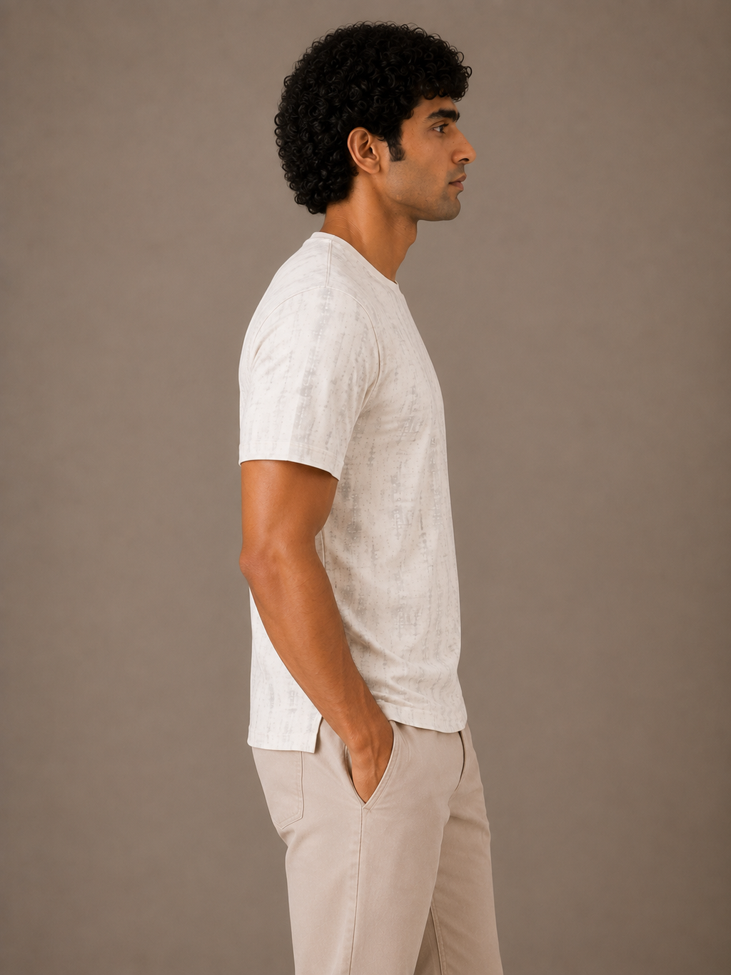 Ecru Abstract Wash Tee