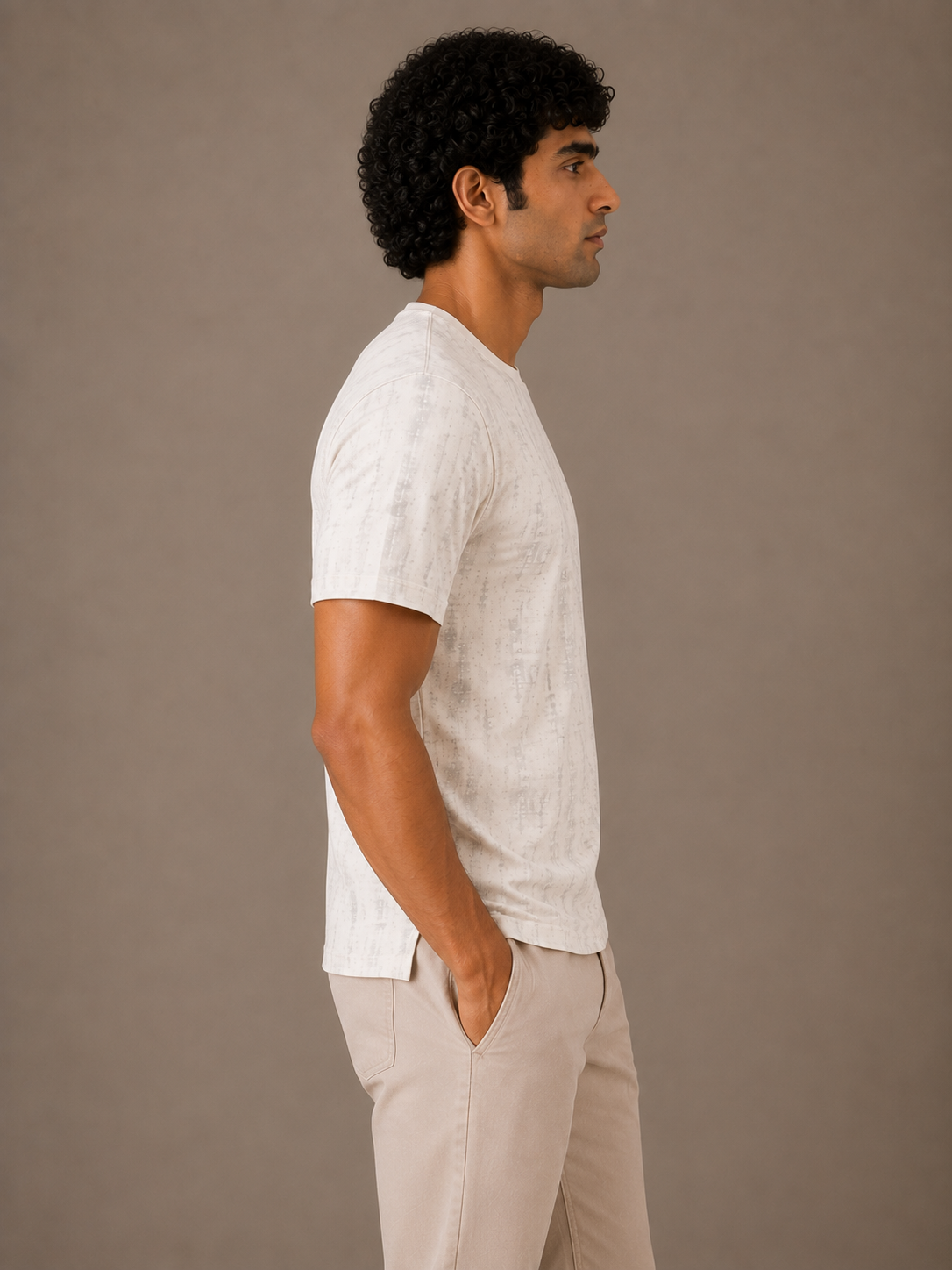 Ecru Abstract Wash Tee