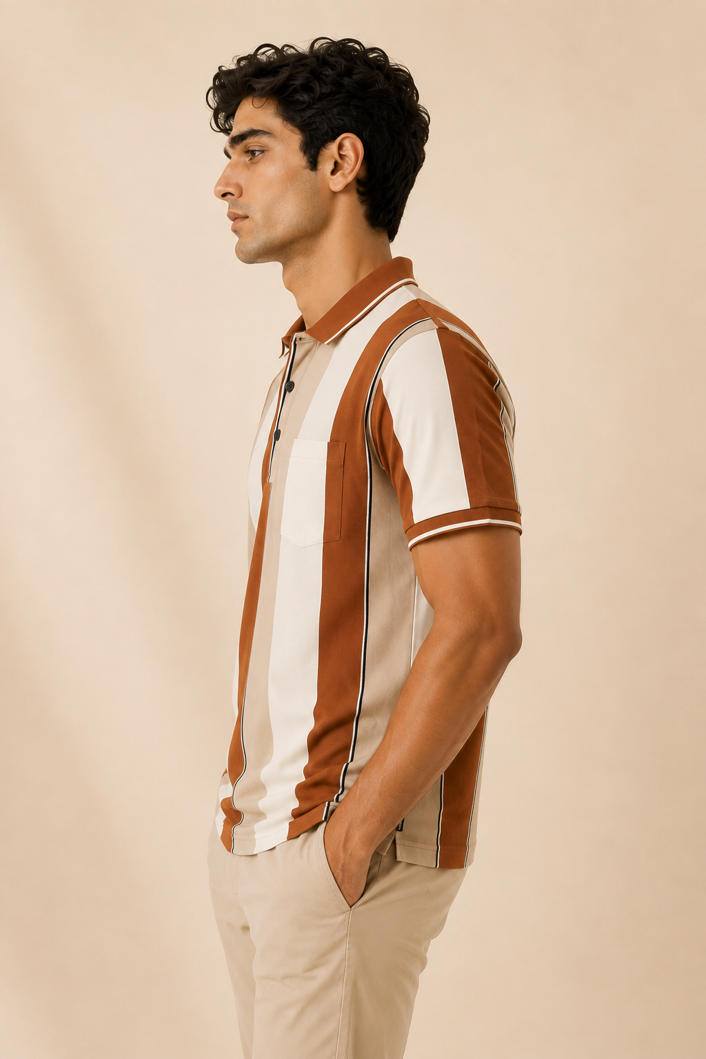 Cocoa Wide Stripe Polo