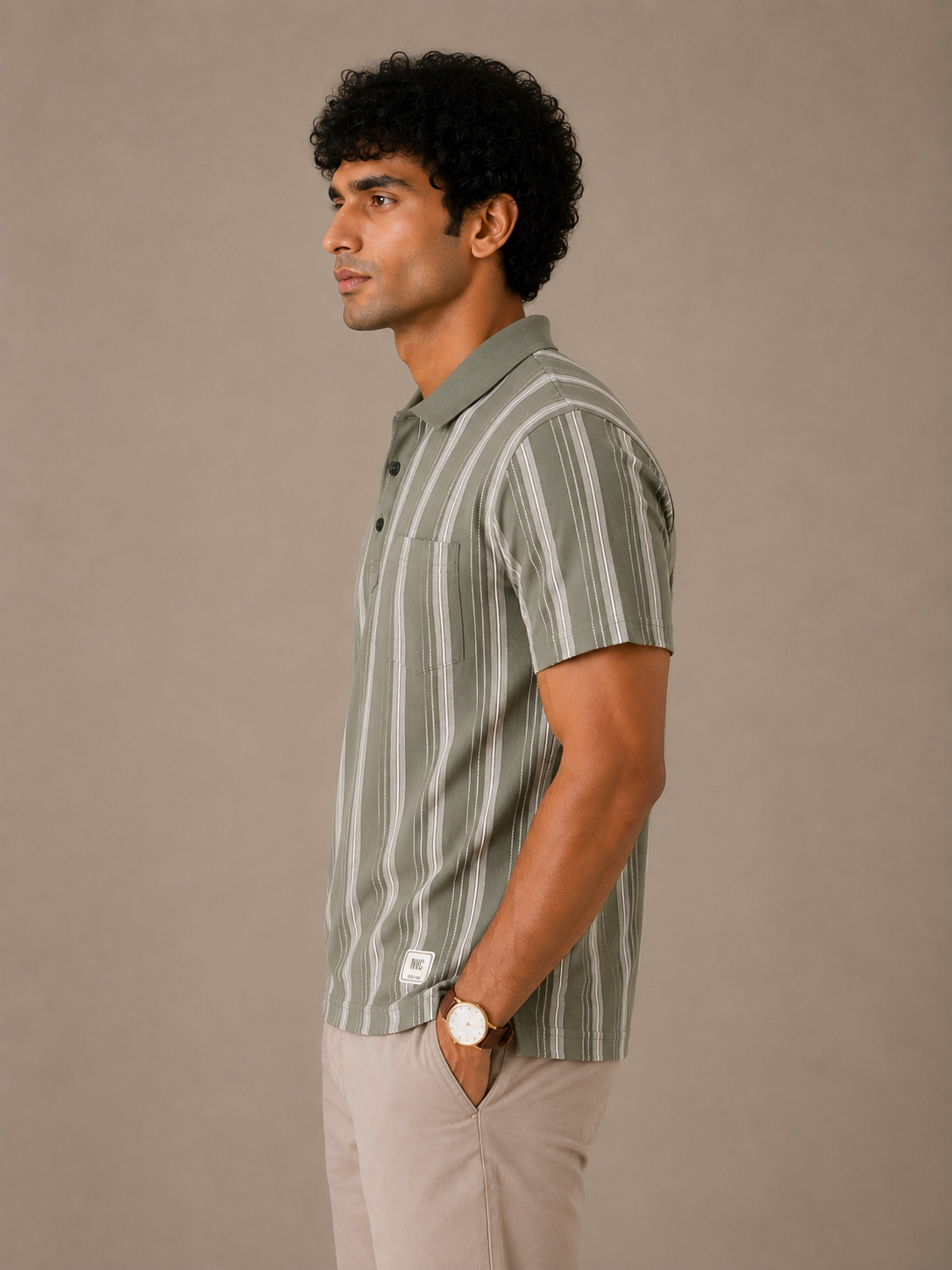 Olive Field Stripe Polo