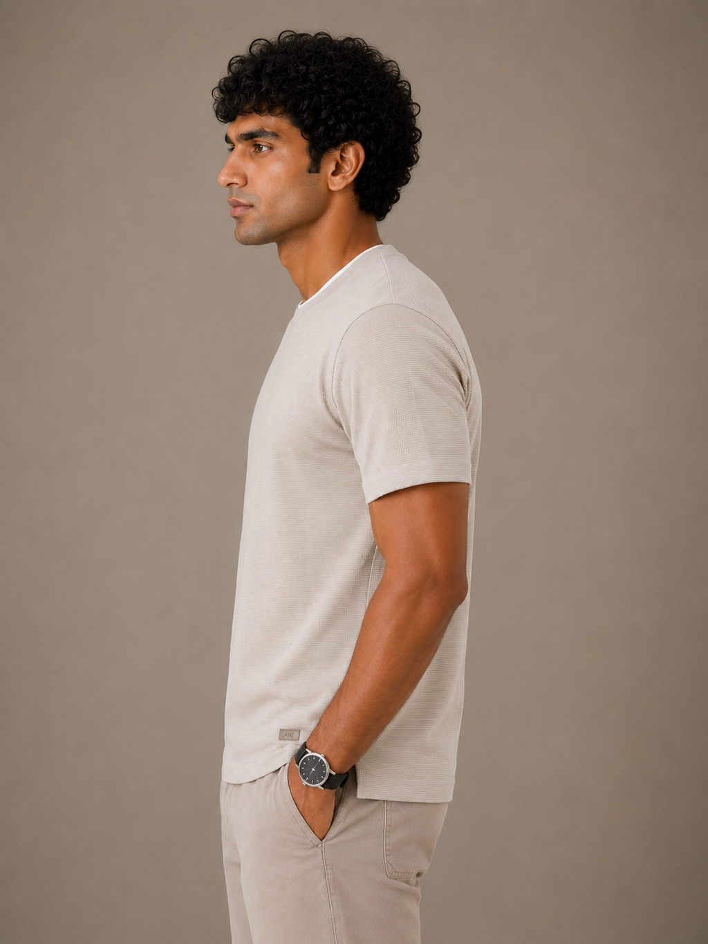 Beige Essential Rib Tee
