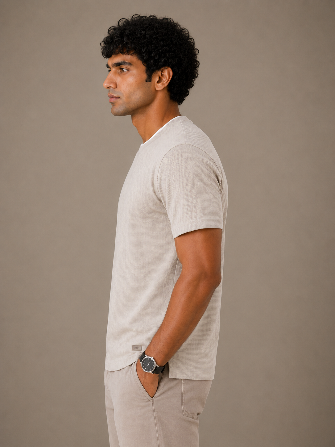 Beige Essential Rib Tee