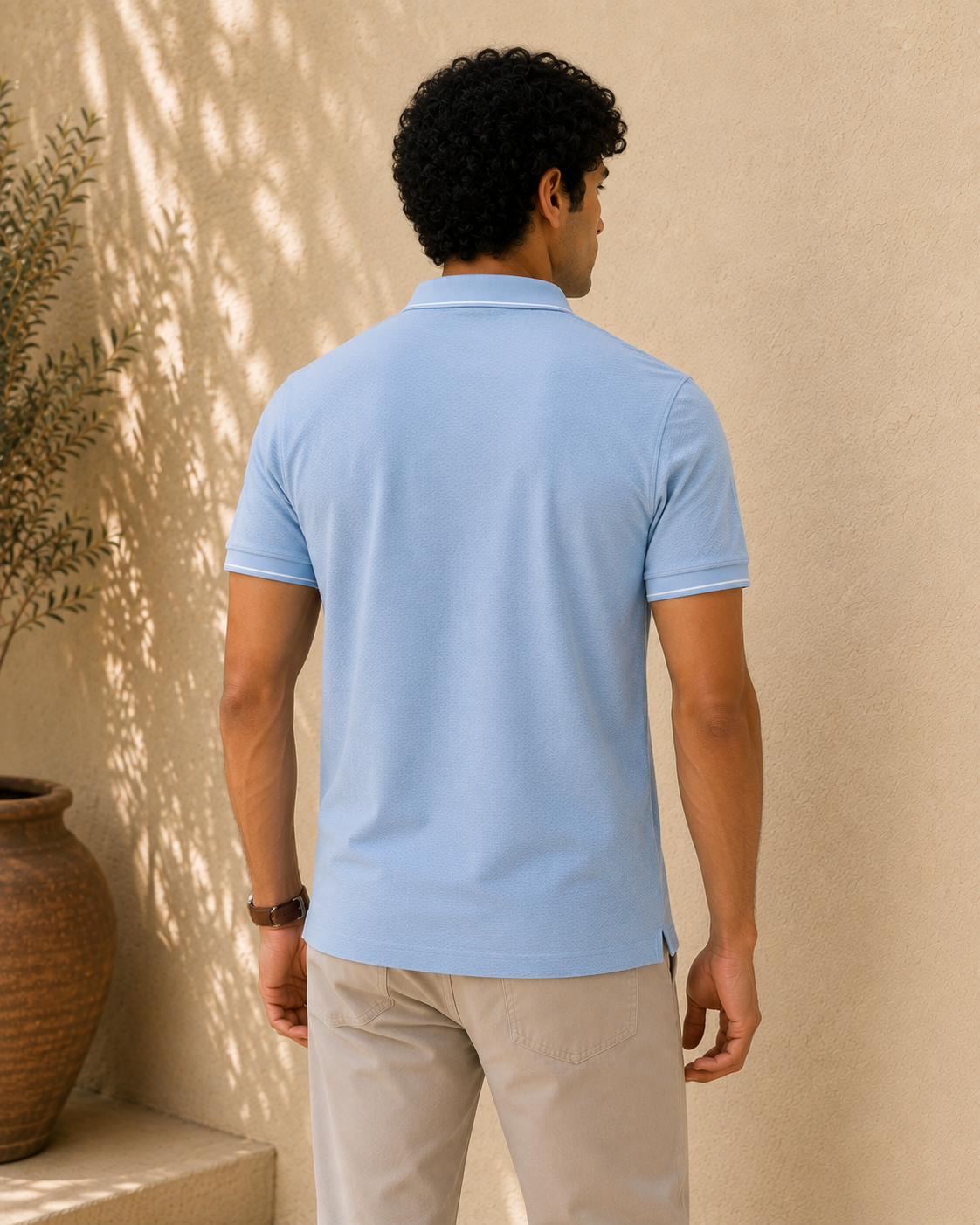 Sky Waffle Texture Polo
