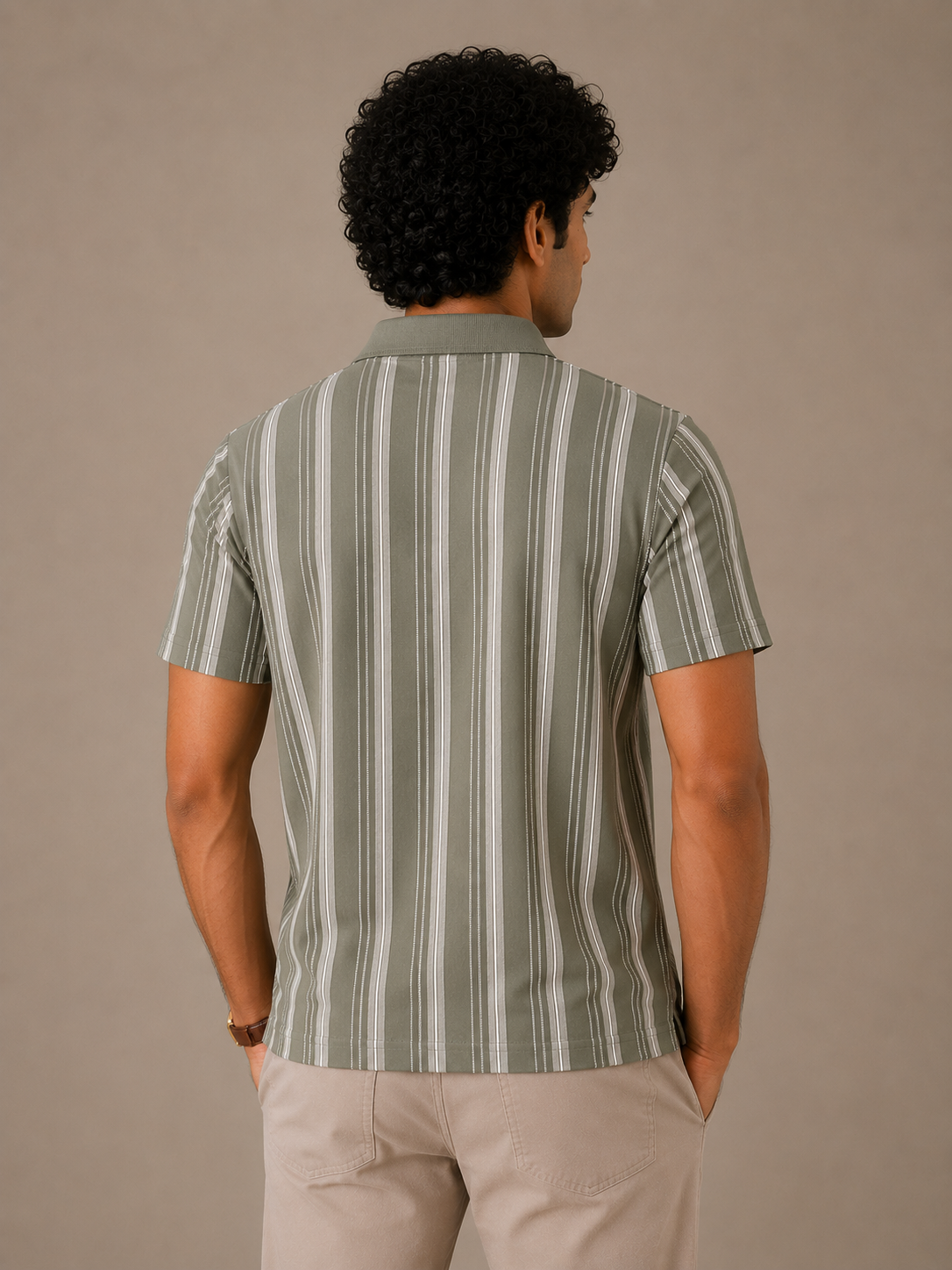 Olive Field Stripe Polo