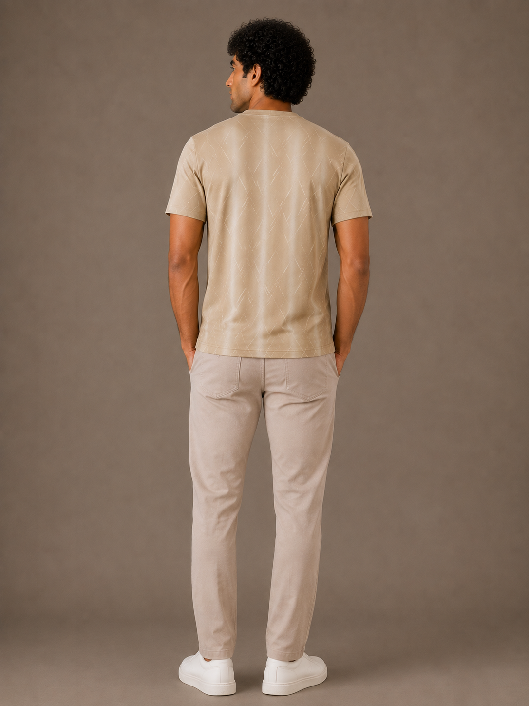 Beige Diamond Weave Tee
