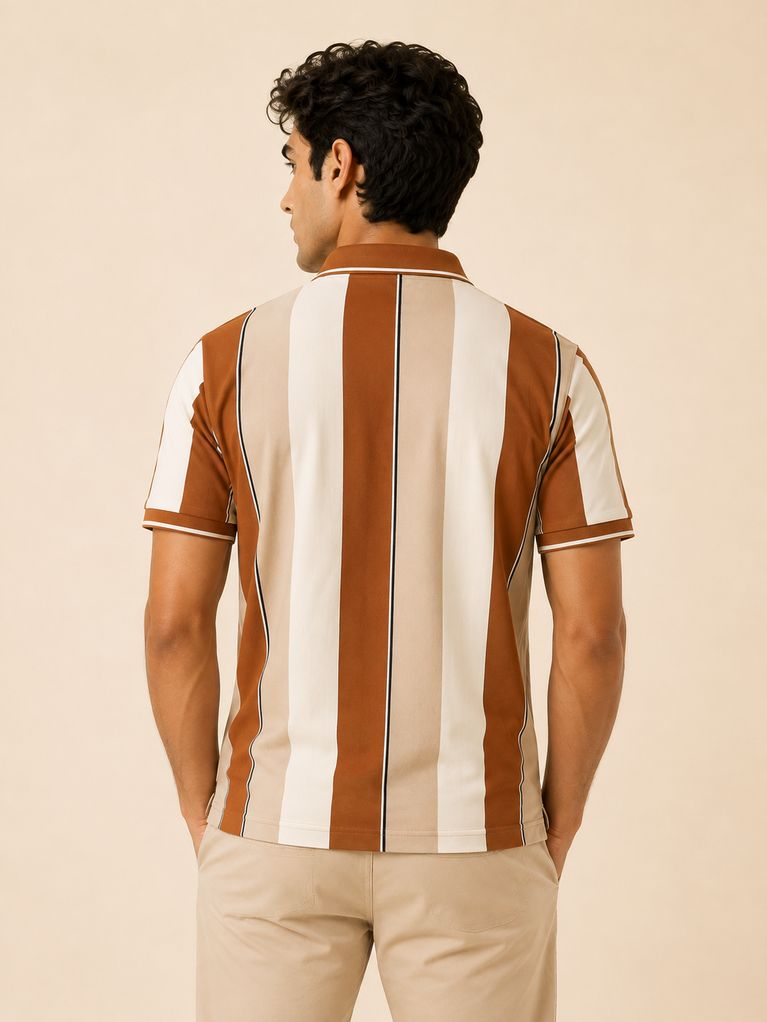 Cocoa Wide Stripe Polo