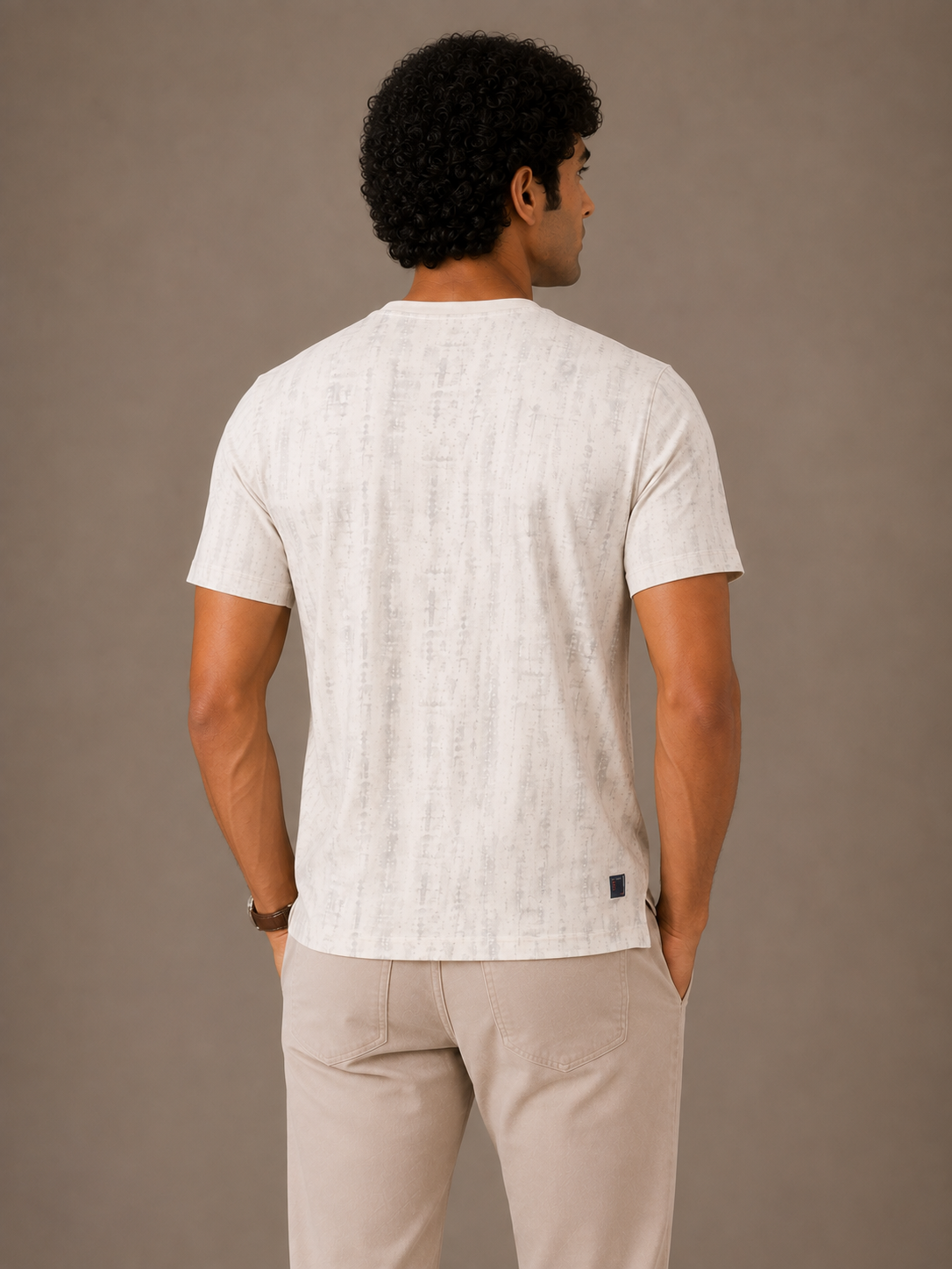 Ecru Abstract Wash Tee
