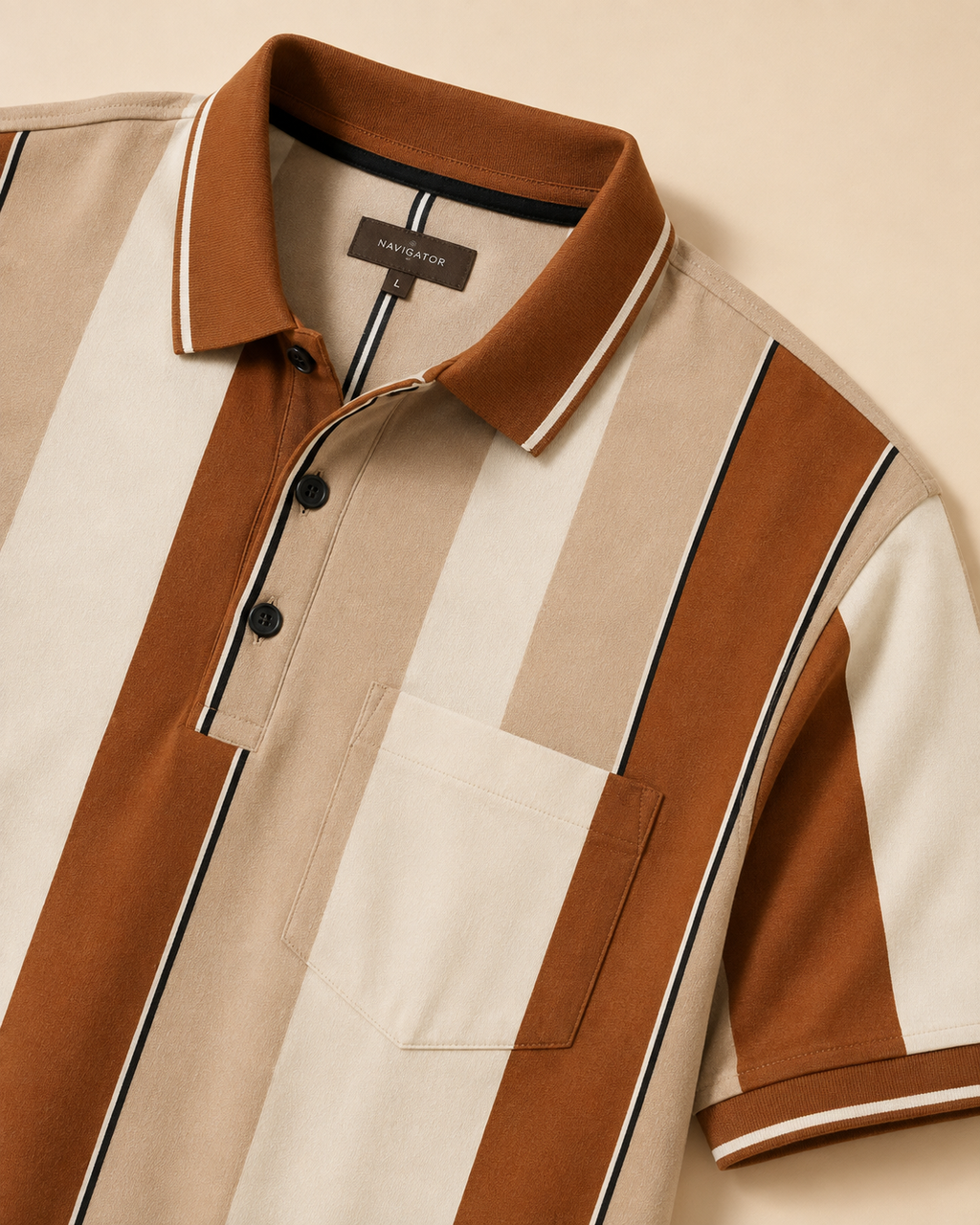 Cocoa Wide Stripe Polo