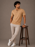 Camel Diagonal Jacquard Polo