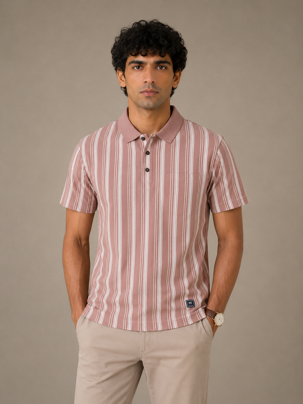 Dusty Rose Stripe Polo