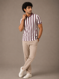 Mauve Bold Stripe Rib Polo