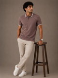 Taupe Contrast Collar Polo