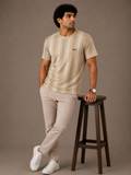Beige Diamond Weave Tee