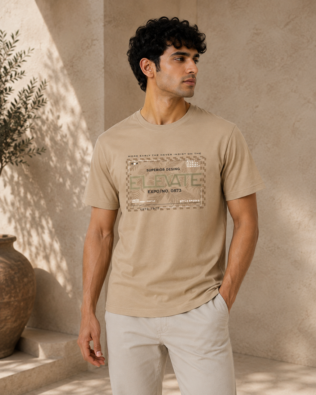 Elevate Box Graphic Tee — Khaki