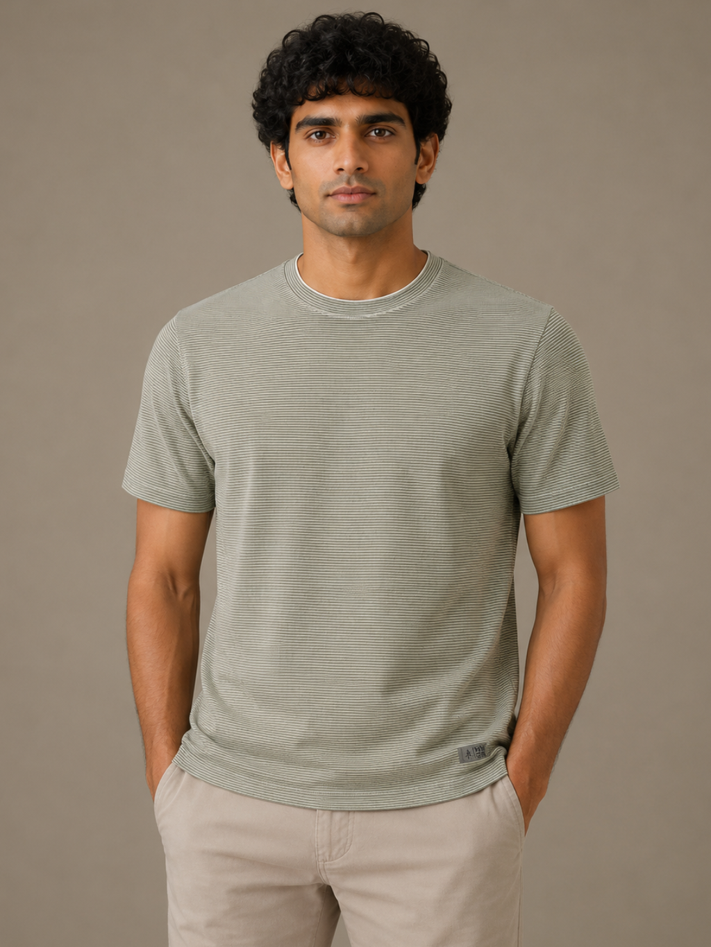 Sage Micro Stripe Tee