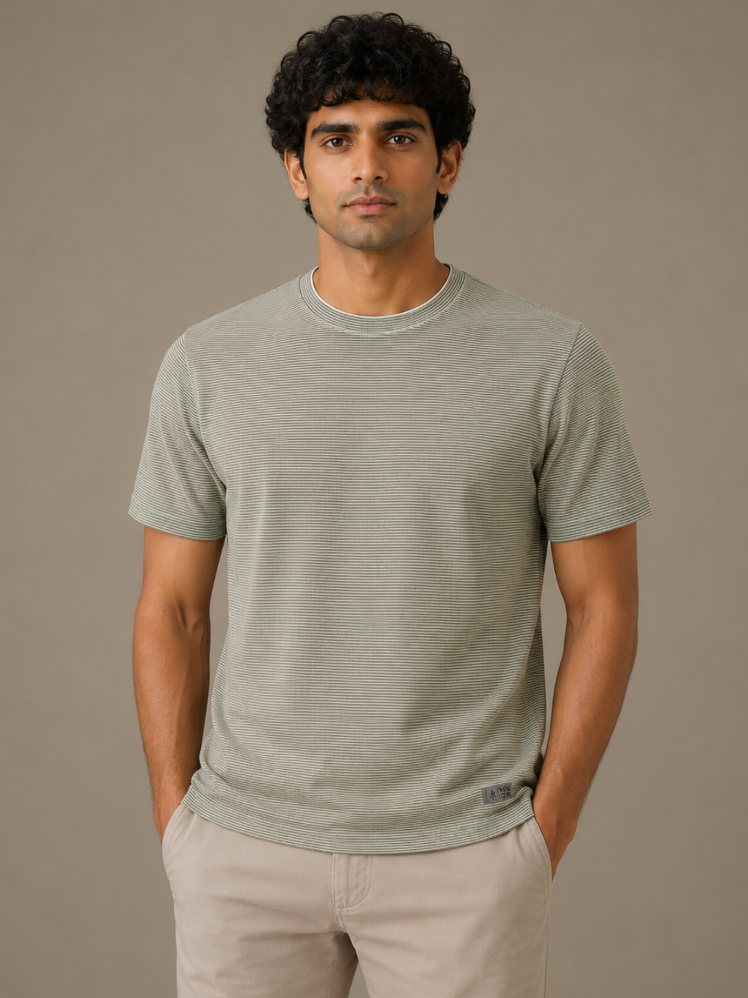 Sage Micro Stripe Tee